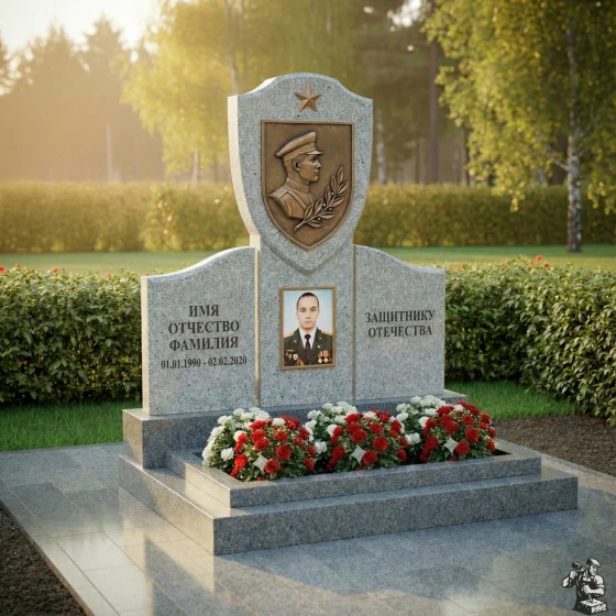 Элитный гранитный вертикальный светский памятник в Перми, гранит Мансуровский