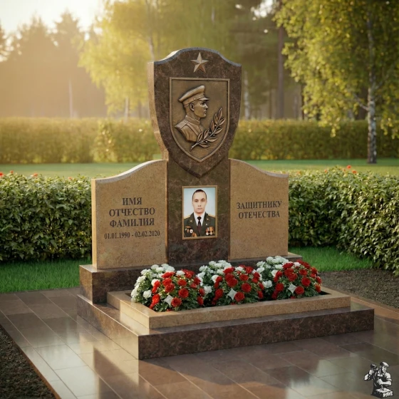 Элитный гранитный вертикальный светский памятник в Перми, гранит Дымовский