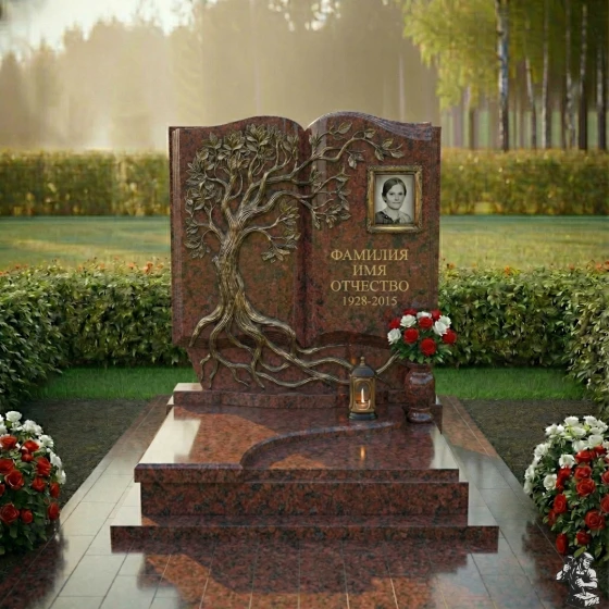 Элитный вертикальный гранитный памятник в Перми, гранит Лезниковский