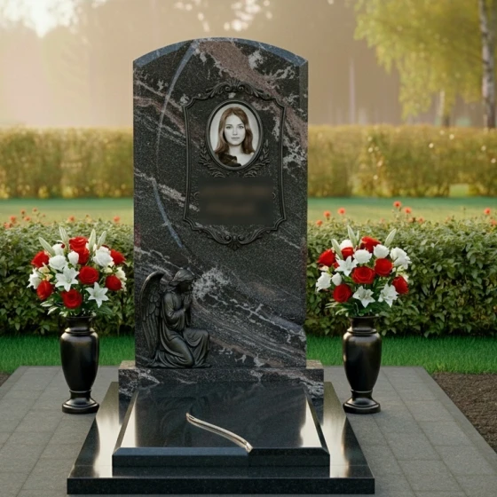 Элитный светский гранитный памятник в Перми, гранит амфиболит