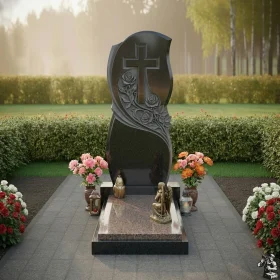 Православный Гранитный памятник с крестом для мемориального комплекса - ПН277