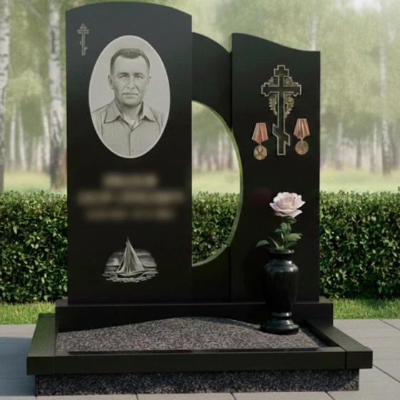 Элитный Гранитный вертикальный памятник в Набережных Челнах, гранит амфиболит