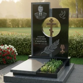 Гранитный элитный памятник с крестом - ПН329