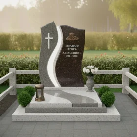 Комбинированный памятник с крестом - ПН351