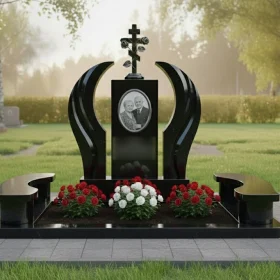 Гранитный памятник с крестом для двоих - ПН382
