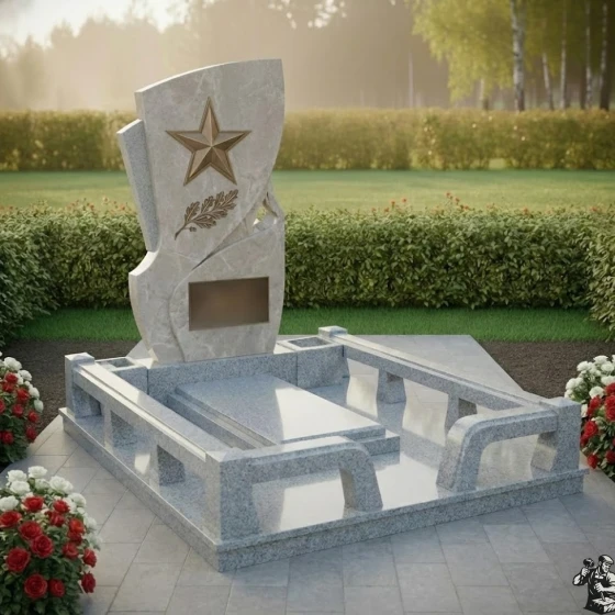 Элитный гранитный вертикальный памятник в Казани, гранит Мансуровский