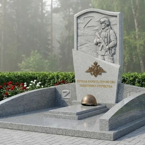Гранитный вертикальный памятник светский в Липецке, гранит Мансуровский