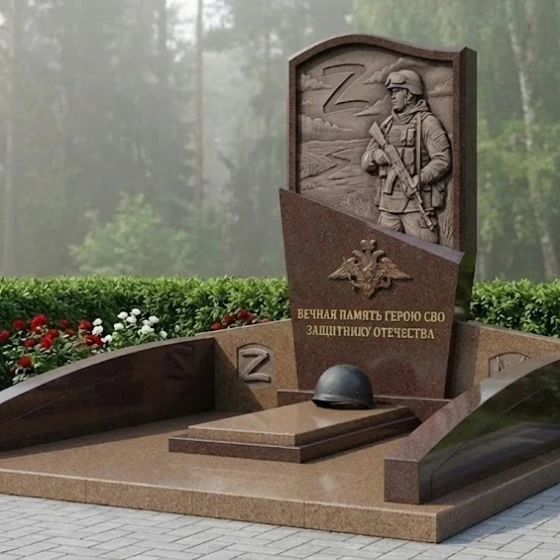 Гранитный вертикальный памятник светский в Липецке, гранит Дымовский