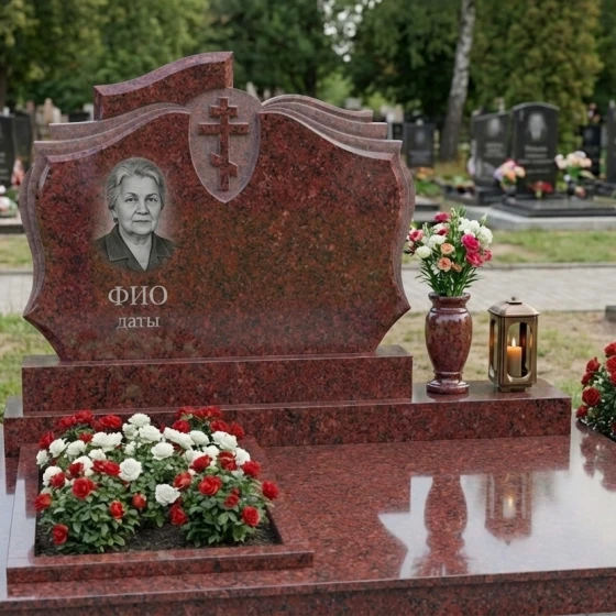 Гранитный православный памятник для комплекса в Оренбурге, гранит Лезниковский