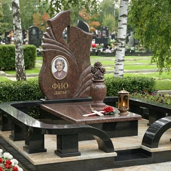 Элитный православный гранитный вертикальный памятник в Перми, гранит Дымовский
