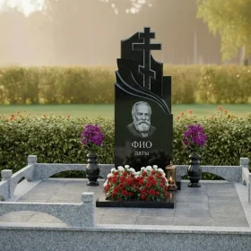 Элитный гранитный памятник с православным крестом - ПН440