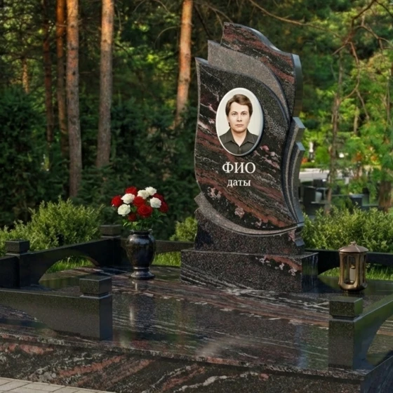 Элитный светский вертикальный памятник в Перми, гранит амфиболит