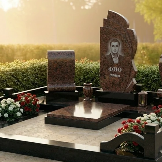 Вертикальный элитный памятник в Перми, гранит Дымовский