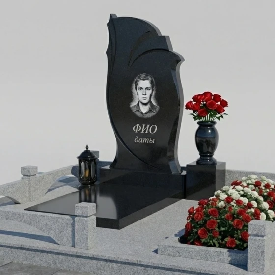 Светский гранитный памятник для мемориального комплекса в Саратове, гранит Габбро-диабаз