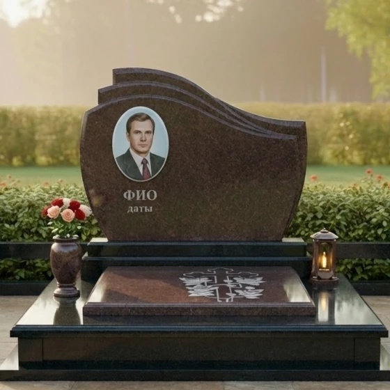 Элитный памятник с крестом в Казани, гранит Дымовский