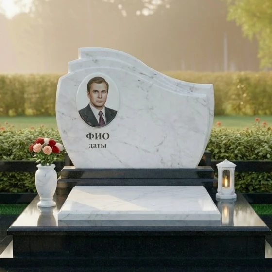 Элитный памятник с крестом в Казани, мрамор Тассос