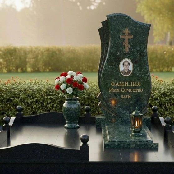 Мемориальный комплекс с крестом в Казани, гранит Балтик грин