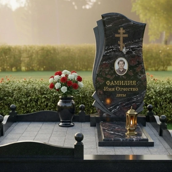 Мемориальный комплекс с крестом в Казани, гранит амфиболит