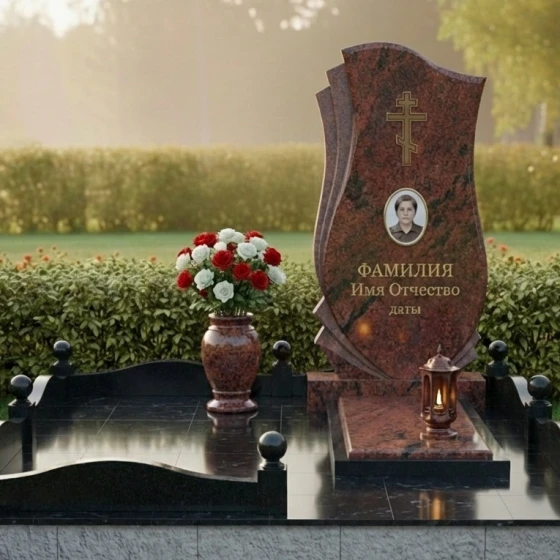 Мемориальный комплекс с крестом в Казани, гранит Лезниковский