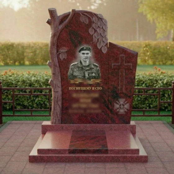 Гранитный православный вертикальный памятник — комплекс в Норильске, гранит Лезниковский