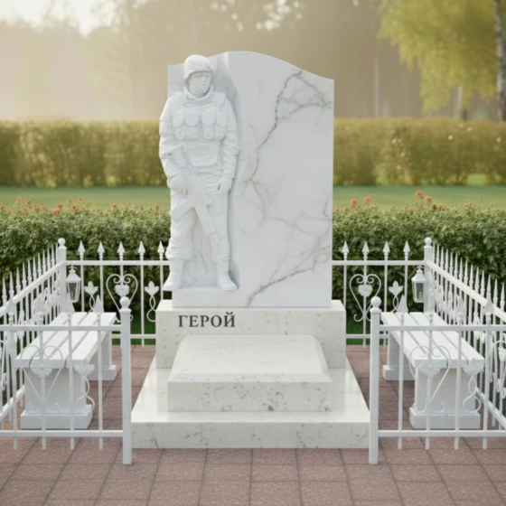 Элитный Светский Вертикальный Памятник в Кемерово, мрамор Тассос