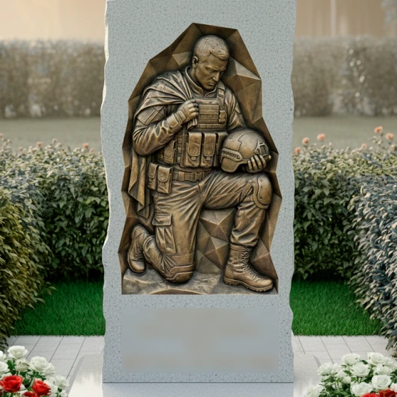 Гранитный памятник с вертикальной ориентацией в Ижевске, гранит Мансуровский