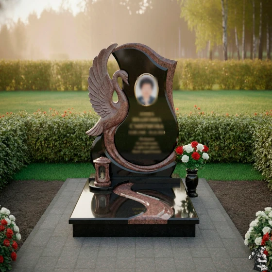 Комбинированный светский памятник вертикальный в Перми, гранит Габбро-диабаз