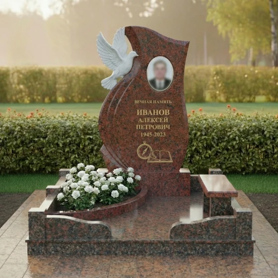 Светский вертикальный памятник из гранита в Казани, гранит Лезниковский
