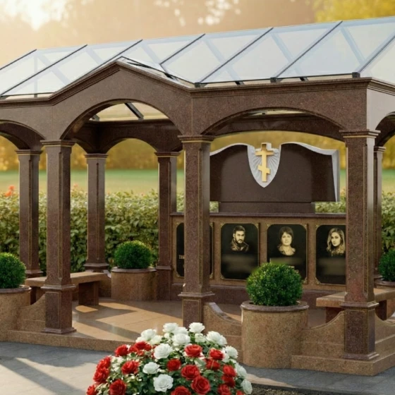 Семейный склеп Гранит|Стекло в Перми, гранит Дымовский