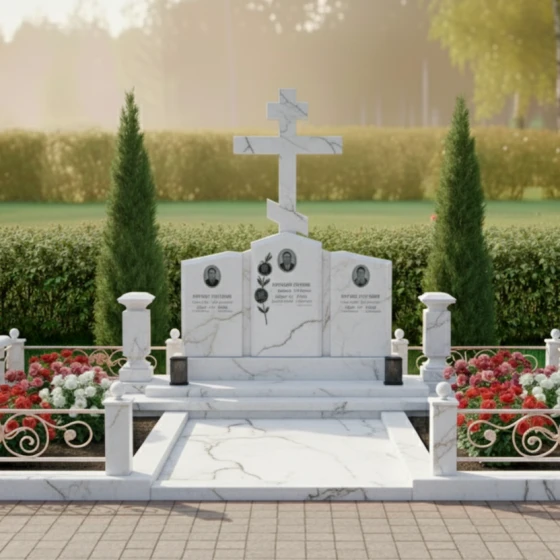 Православный Гранитный горизонтальный комплекс в Набережных Челнах, мрамор Тассос