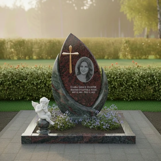 Комбинированный памятник в Саратове, гранит амфиболит