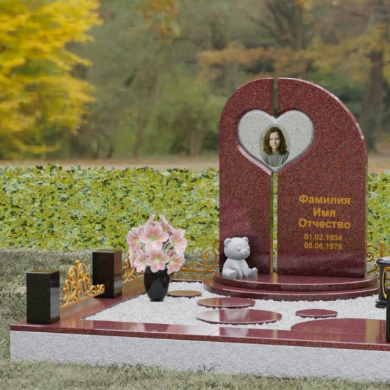 Вертикальный гранитный светский памятник в Перми, гранит Лезниковский