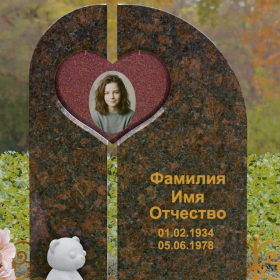 Вертикальный гранитный светский памятник в Перми, гранит Дымовский