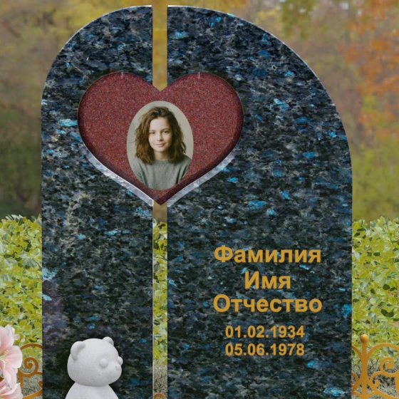 Вертикальный гранитный светский памятник в Перми, гранит Блю Перл