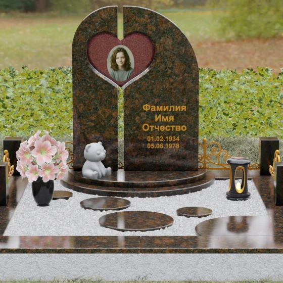 Вертикальный гранитный светский памятник в Перми, гранит Дымовский, вид 2