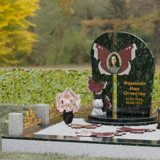 Вертикальный гранитный светский памятник на одного в Набережных Челнах, гранит Балтик грин