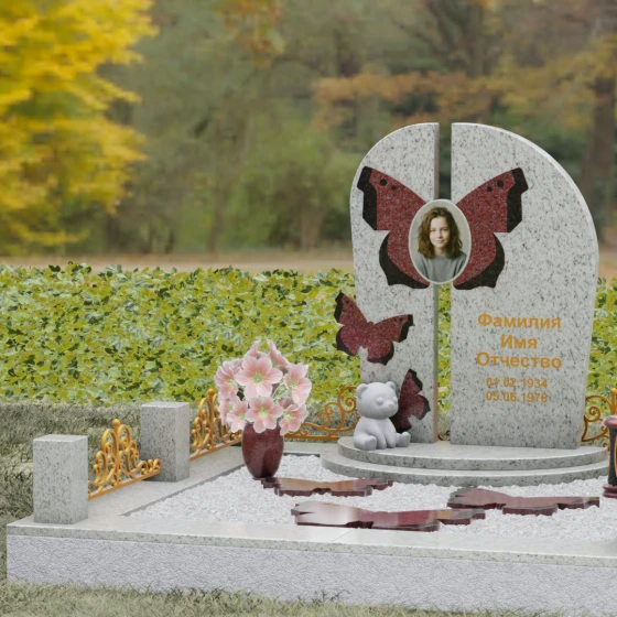 Вертикальный гранитный светский памятник на одного в Набережных Челнах, гранит Мансуровский