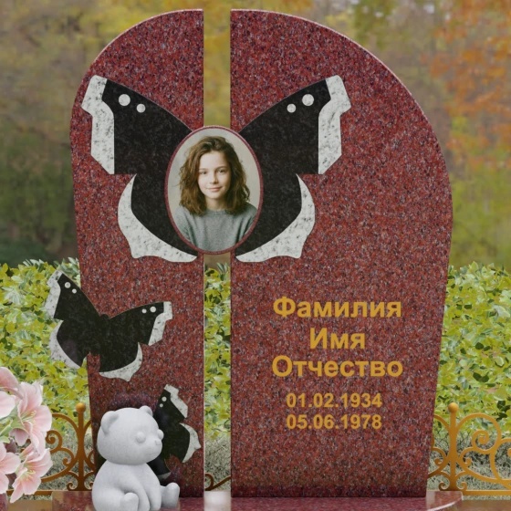 Вертикальный гранитный светский памятник на одного в Набережных Челнах, гранит Лезниковский
