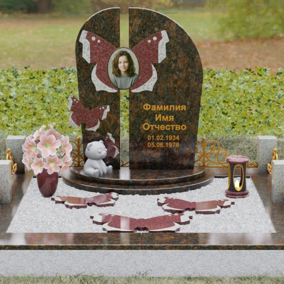 Вертикальный гранитный светский памятник на одного в Набережных Челнах, гранит Дымовский, вид 2