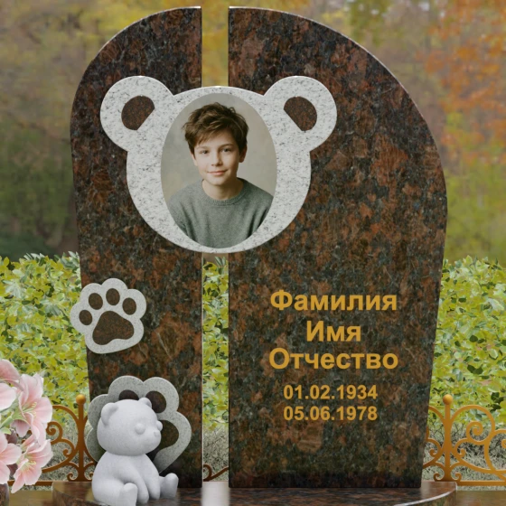 Гранитный вертикальный светский памятник в Перми, гранит Дымовский