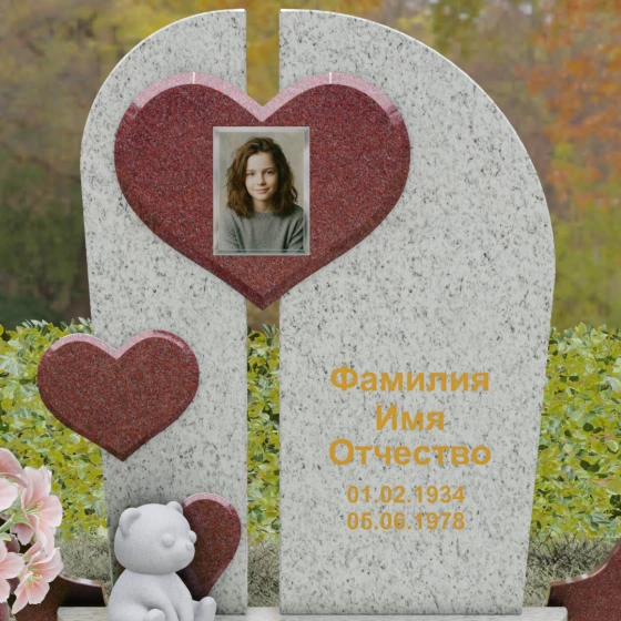 Комбинированный вертикальный светский памятник в Перми, гранит Мансуровский