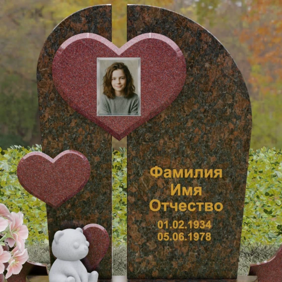 Комбинированный вертикальный светский памятник в Перми, гранит Дымовский