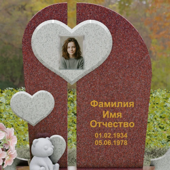 Комбинированный вертикальный светский памятник в Перми, гранит Лезниковский