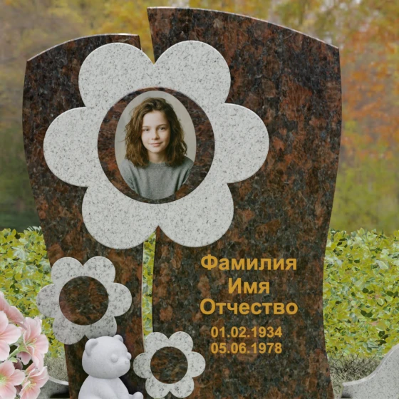 Вертикальный комбинированный светский памятник в Перми, гранит Дымовский
