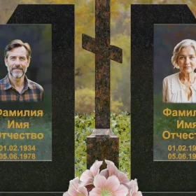 Православный памятник с крестом и стеклом - П246
