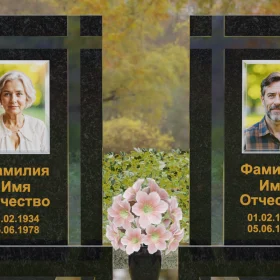 Вертикальный памятник с крестом и стеклом - П248