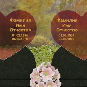 Горизонтальный памятник из гранита и стекла - П251