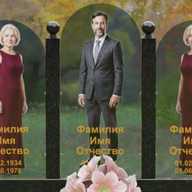 Вертикальный комбинированный памятник без креста - П252