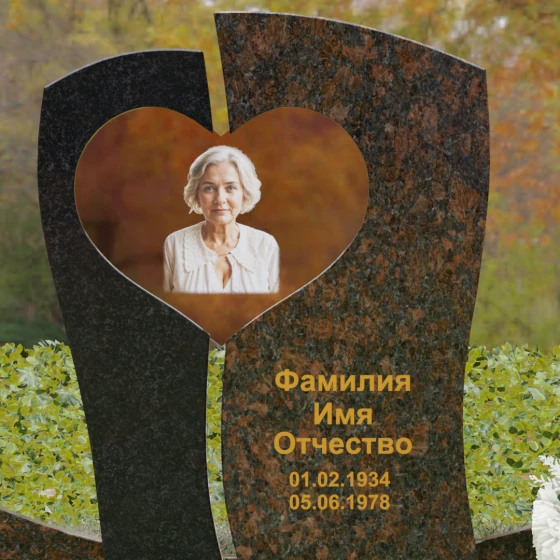 Вертикальный комбинированный памятник на одного в Саратове, гранит Дымовский