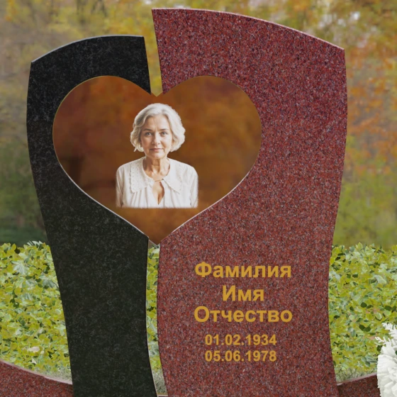 Вертикальный комбинированный памятник на одного в Саратове, гранит Лезниковский